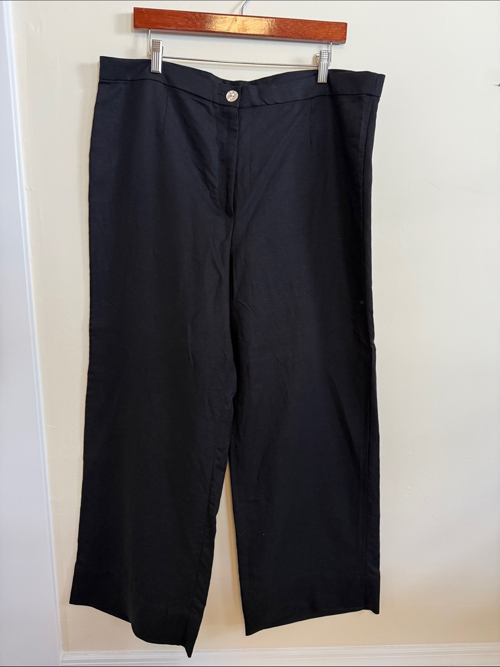 🐝 NWT 🐝 LINEN Blend H&M Black Wide Leg Trousers